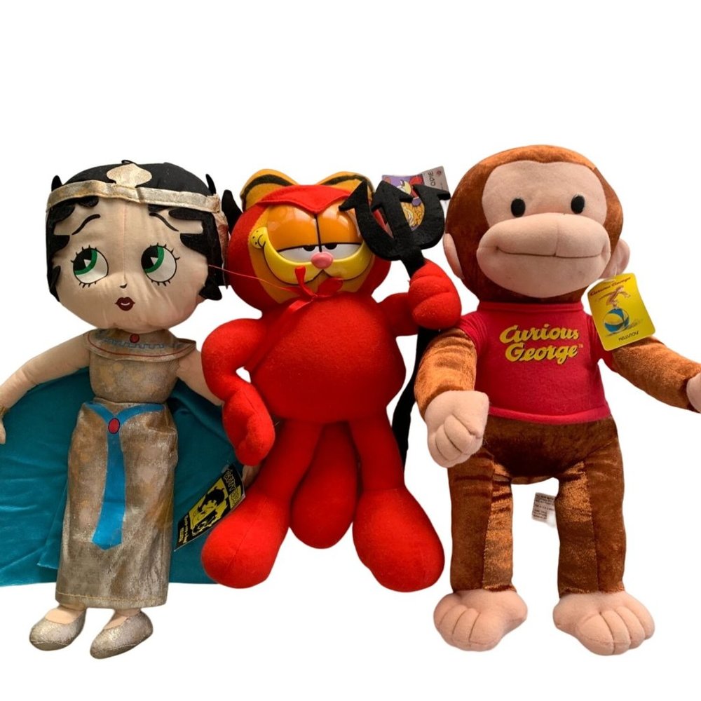 Garfield Betty Boop and Curious George plush toys